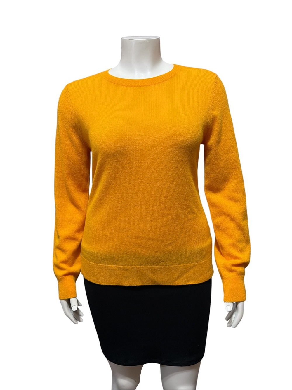 NWT Antonio Melani L Mustard Yellow Cashmere Crew Neck Long Sleeves Sweater
